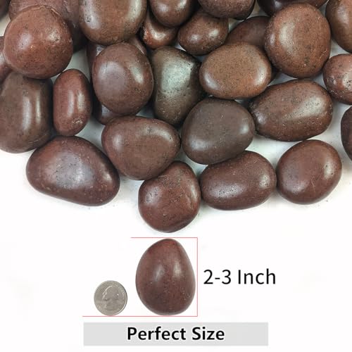 Rocks for Plant 5lbs, Red River Rocks 2-3 Inch Natural Pebbles for Indoor Plants, High Polished Decorative Stones Vase Filler Fish Tank Aquariums Landscaping Garden - color: Red, size: 5 Pounds