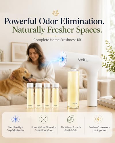 Nano Blue Light Deodorizer Spray Refill Pet & Home Odor Eliminator | Bio-Enzyme Odor Control, For Dog & Cat Urine, Litter Box, Carpets, Trash Bins & Car Interiors, Safe for People & Pets