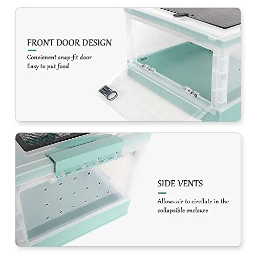 Large Snake Reptile Tank Habitat Cage, Grey Blue, 21.65"x12.6"x12.2" | Amphibians Habitat Cages, Sliding Screen Top, For Lizard, Gecko, Frog, Hamster - color: Grey Blue