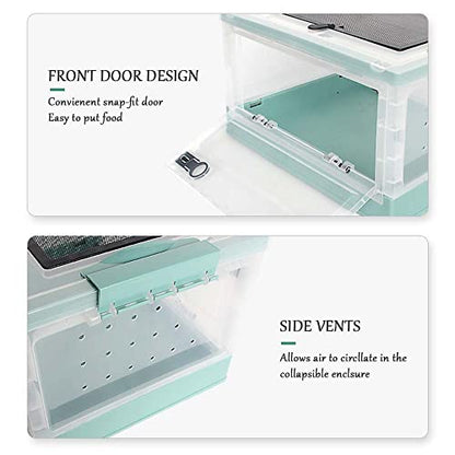 Large Snake Reptile Tank Habitat Cage, Grey Blue, 21.65"x12.6"x12.2" | Amphibians Habitat Cages, Sliding Screen Top, For Lizard, Gecko, Frog, Hamster - color: Grey Blue