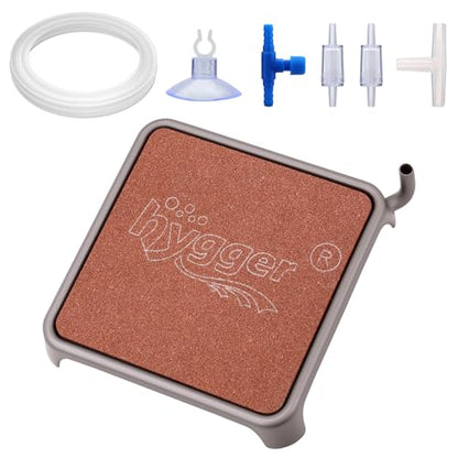 hygger Aquarium Air Stone, 2.44 Inch Nano Air Stone Make Super Tiny Bubble, Ultra Quiet Dissolved Oxygen Diffuser Small Airstone with Stainless Steel Base for Aquarium, Fish Tank & Hydroponic, Square - size: 2.44 Inch