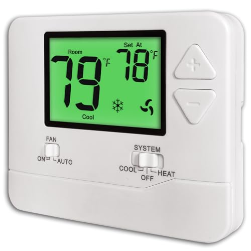 Heagstat H701 Non-Programmable Thermostat for Home up to 1 Heat/1 Cool | Manual Operation COOL & HEAT, Green Backlight - color: Green Backlight