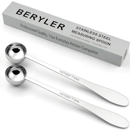 2PCS 1/2Tablespoon(1/2tbsp, 7.5ml) Extra-long Handle Measuring Spoon | 18/8(304) Stainless Steel, Food-Grade, High Precision, Durable, ‌Rust-Free, Dishwasher-Safe, Easy-Read Marking - size: 1/2tbsp|7.5ml