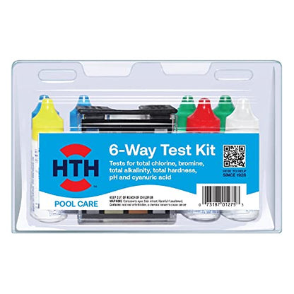 HTH 1275 Swimming Pool Care 6-Way Test Kit, Swimming Pool Water Chemical Tester, 100 Tests - size: No Size, style: Test Kit