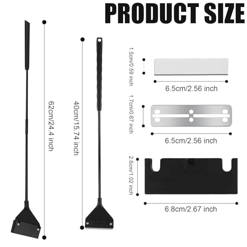 Algae Scraper for Glass Aquariums, 24.4 inch Extendable Handle Aquarium Scraper Scrubber Fish Tank Cleaner 2 in 1 Razor with 10 Blades Aquarium Cleaning Tools Fish Tank Accessories