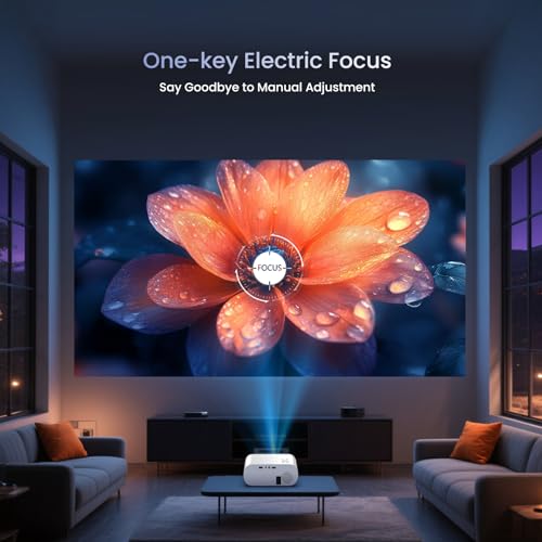 Native 1080P Projector, Mini Bluetooth Portable Movie Projector | Electric Focus, AutoKeystone, Built-in Speaker, Outdoor/Indoor Home Theater, HDMI/USB Compatible with iPhone/Laptop/Xbox/PS5 - style: No system