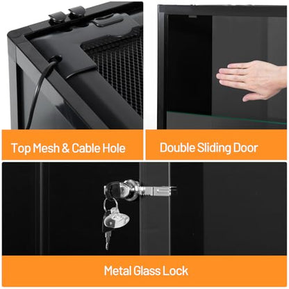 REPTI ZOO 50 Gallon Reptile Tank, 36" X 18" X 18" Reptile Terrarium, Black-Tinted ECO Glass Enclosure with Sliding Door & Mesh Top, Secure & Low-Stress Habitat for Bearded Dragon, Gecko, Snake, Lizard - size: 36"W X 18"D X 18"H (50 Gallon)