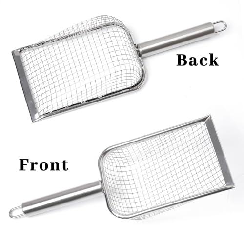 SUMERSHA Cat Litter Scoop Stainless Steel Mesh Scooper for Litter Box Kitten Pooper Lifter, Beach Mesh Shovel for Shell Collecting