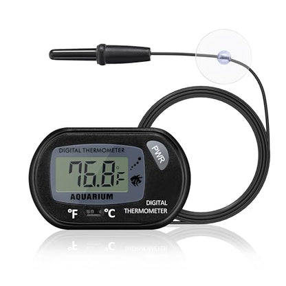 DaToo Aquarium Thermometer with Large LCD Display Fahrenheit/Celsius(℉/℃) Fish Tank Thermometer for Aquarium Reptile Terrarium Digital Water Thermometer with Suction Cup - size: 1 Pack