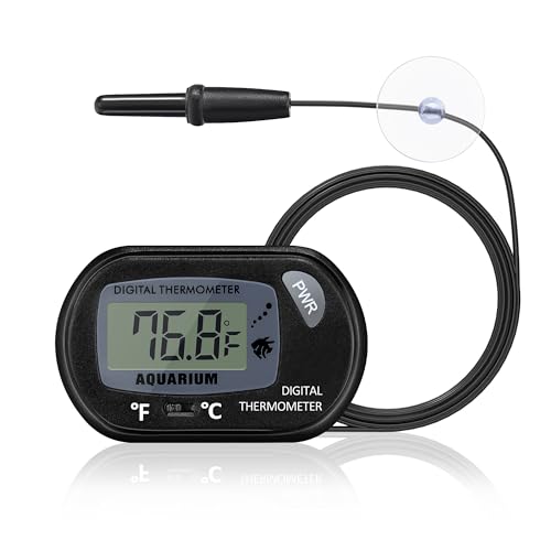 DaToo Aquarium Thermometer with Large LCD Display Fahrenheit/Celsius(℉/℃) Fish Tank Thermometer for Aquarium Reptile Terrarium Digital Water Thermometer with Suction Cup - size: 1 Pack