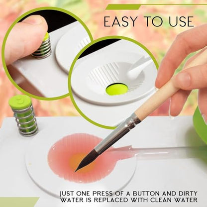 Paint Brush Rinser – Brush Cleaning Tool with Water Dispenser Tank Cleaner Machine for Acrylic Painting Watercolor and Crafts Compact Paintbrush Cleaner Station