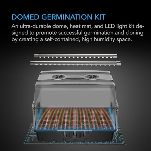 AC Infinity Heavy-Duty Humidity Dome 5x8 Germination Kit with Waterproof Seedling Mat, Full Spectrum LED Grow Light Bars, Samsung LM301H EVO Diodes, Vented Extension Panels, for Seed Starting | Full Spectrum LED Grow Light Bars w/Samsung LM301H EVO LEDs,