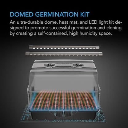 AC Infinity Heavy-Duty Humidity Dome 5x8 Germination Kit with Waterproof Seedling Mat, Full Spectrum LED Grow Light Bars, Samsung LM301H EVO Diodes, Vented Extension Panels, for Seed Starting | Full Spectrum LED Grow Light Bars w/Samsung LM301H EVO LEDs,