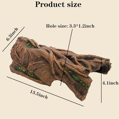 Resin Log Cave Hide, Reptile Shelter for Gecko Snake | Lizard Snake or Reptile Hide，Ball Python Hide& Amphibian Habitat Hideouts