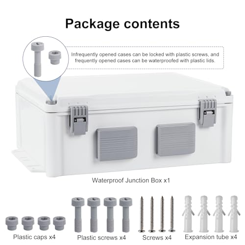 Namunanee Outdoor Electrical Junction Box, ABS Water Resistant Enclosure with Internal Mounting Panel & Hinged Cover (15" H x 11" L x 6" W) - size: 15"H x 11"L x 6"W & Standard