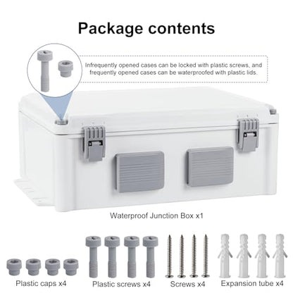 Namunanee Outdoor Electrical Junction Box, ABS Water Resistant Enclosure with Internal Mounting Panel & Hinged Cover (15" H x 11" L x 6" W) - size: 15"H x 11"L x 6"W & Standard