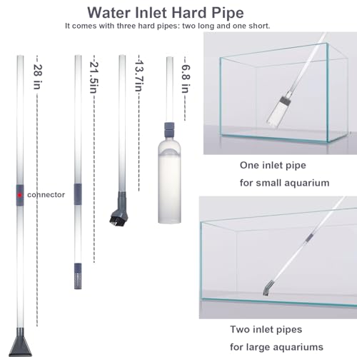 Aquarium Siphon Vacuum Kit with Turkey Baster, Fish Net for Tank Cleaning | Dual Vacuum Tubes; Brush Head; Gravel & Sand Cleaning; Water Change; Debris Removal; Flow Control Valve