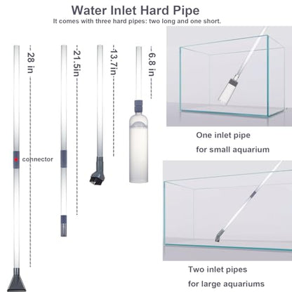 Aquarium Siphon Vacuum Kit with Turkey Baster, Fish Net for Tank Cleaning | Dual Vacuum Tubes; Brush Head; Gravel & Sand Cleaning; Water Change; Debris Removal; Flow Control Valve