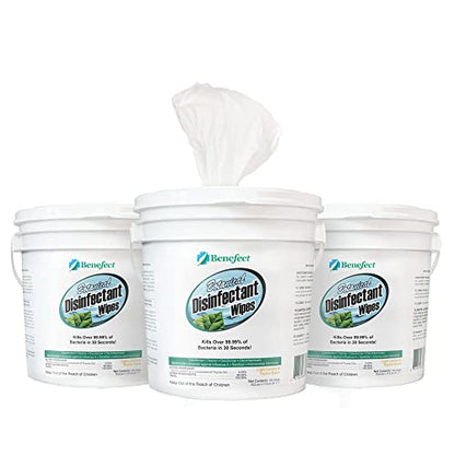 Benefect Botanical Disinfectant Wipes – 750 Sanitizing Wipes. 3 Pack of 250 Wipes Per Unit - High Traffic - Gym Wipes, Schools and Food Safe Cleaning (250, 3) - size: 250 Count (Pack of 3)