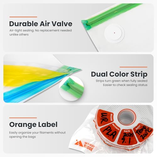 20 PCS 3D Printer Filament Storage Bags Vacuum Storage Bags Kit 3D Printer Accessories with 20 Storage Bags (13x15 inches), 20 Desiccants, Auto Pump, 2 Sealing Clips, Dust Proof, Humidity Resistant - style: 20 Bags Kit