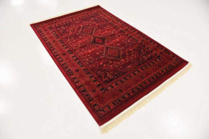 Unique Loom Tekke Collection Area Rug - Sheibani (4' 1" x 6' 1" Rectangle Red/Black) - size: 4' x 6' (Rectangular)