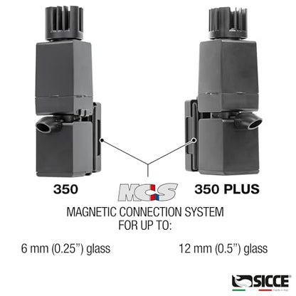 Sicce Shark MINI Aquarium Surface Skimmer 350 Plus up to 90 Gallon Aquariums | 90 GPH Flow Rate Efficient Debris Oil Film Removal Freshwater & Saltwater