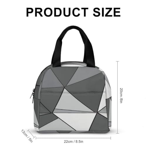Stylish Geometric Insulated Lunch Bag for Women Men, Large Capacity Thermal Lunch Tote Bag with Handle - color: Stylish Geometric