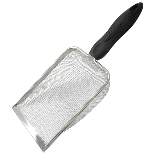 Murtenze Stainless Steel Cat Litter Scoop, Non-Stick Coated Metal Fine Sand Litter Scoop, Mesh Shovel for Reptile Kitten Pooper (Black, 2mm mesh) - color: Black