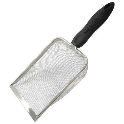 Murtenze Stainless Steel Cat Litter Scoop, Non-Stick Coated Metal Fine Sand Litter Scoop, Mesh Shovel for Reptile Kitten Pooper (Black, 2mm mesh) - color: Black