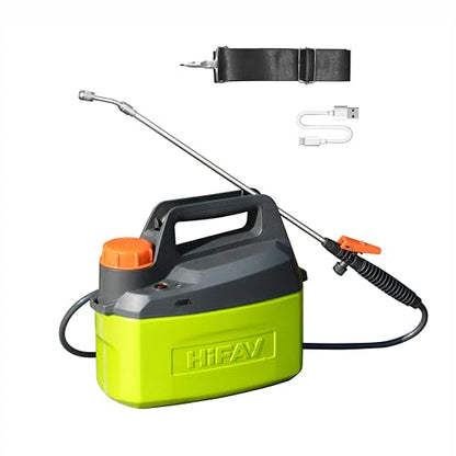 HIFAY ES4 Electric Sprayer 1 Gallon Built-in 4000mAh Rechargeable Battery, Copper-Nickel Spray Nozzle Makes The Spray More Delicate, The Telescopic Spray Rod Can Reach Further - color: Green