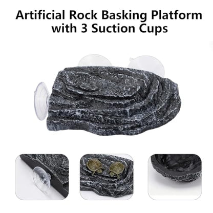 Turtle Basking Platform, Climbing Ramp Rock Turtle Dock for Aquarium | Turtle Tank Decor With 3 Suction Cups, Resting Terrace for Terrapins and Frogs - style: Faux Rock