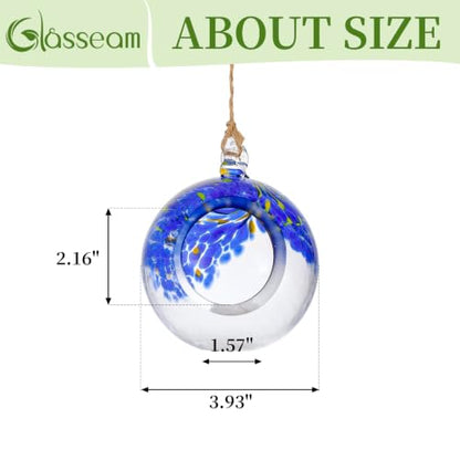 Glasseam Hanging Glass Plant Terrarium: 3Pcs Hanging Airplant Fern Holders | 4 Inch Thick Handmade Planter Hanger Globe for Tillandsia Succulent Moss, Indoor Wall Window Decor Gift for Plant Lovers