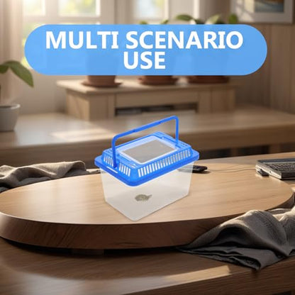 Mikikit 8pcs Portable Reptile Terrarium Boxes with Handle Large Plastic Tortoise Enclosure Spider Feeding Container for Home Travel Use