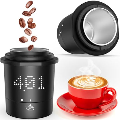 Mik-Nana Dosing Cup Scale with LED Display - Sleek Precision | Digital Espresso Coffee Grounds Scale | Must-Have Home Barista Brewing Accessory & Ideal Gift for Coffee Lovers (Black)