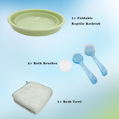 Bearded Dragon Accessories, Bearded Dragon Pool with 2 Bath Brushes and 1 Towel, Reptile Bath Tub, Reptile Swimming Pool for Lizard, Geckos, Tortoises - size: Large