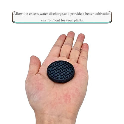 HAHIYO 50PCs 1.8Inch/4.5cm Black Round PP Plastic Flower Pot Hole Mesh Pad Bottom Grid Mat Bonsai Drainage mesh Hole Screens Gasket Prevent Soil Loss Breathable Gasket Drainage Netting for Bonsai - size: Round-1.8In-50P