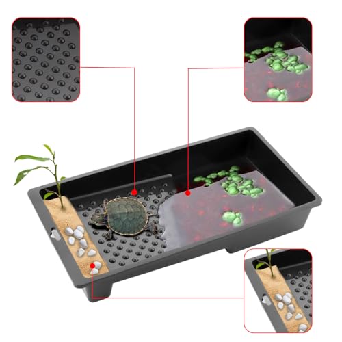 2 Pack Large Reptile Habitat Turtle Bathing Pool Amphibian Reptile Food Bowl and Water Dish DIY Landscaping Habitat Aquarium Decoration Basin for Turtle Horned Frog Lizard Gecko Hermit Crab Small
