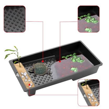 2 Pack Large Reptile Habitat Turtle Bathing Pool Amphibian Reptile Food Bowl and Water Dish DIY Landscaping Habitat Aquarium Decoration Basin for Turtle Horned Frog Lizard Gecko Hermit Crab Small