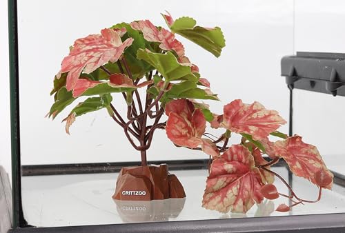 Reptile Fake Plants Terrarium Decor fit Snake Gecko Ball Python - color: Fake Heuchera Micrantha Pink