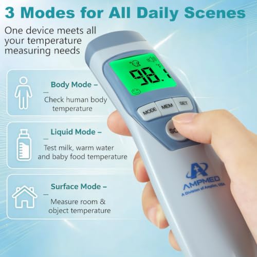 Medical No Touch Forehead Thermometer for Adults and Kids | Baby Thermometer, Fever Alarm, 1 Second Fast Reading, Memory Recall - color: Blue