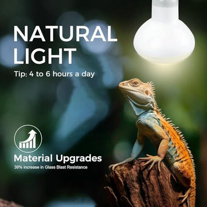 Reptile Heat Lamp 75W, Daylight UVA Basking Light Bulbs with E26 Base for Lizards, Turtles, Snakes and Amphibians 2 Pack