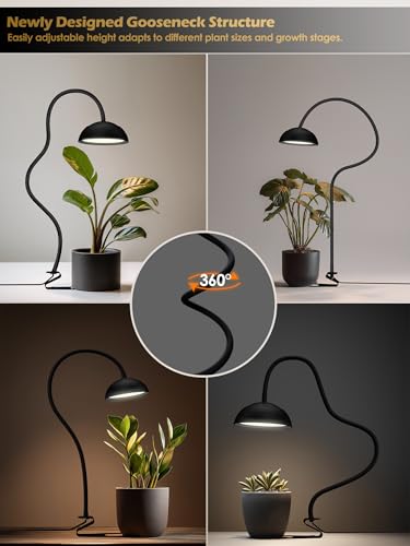 Smart Grow Light for Indoor Plants, Full Spectrum Plant Grow Light | 10W LED Plant Light with 3/9/12 Timer, Smart APP&in-line control, 10 Dimming Levels, Height Adjustable Grow Light with Base - color: Black