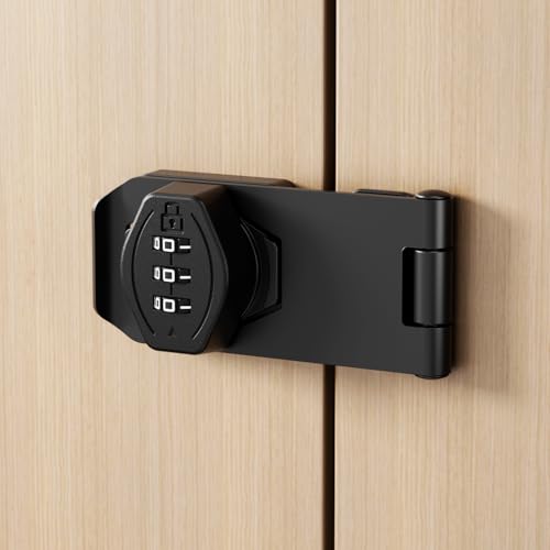 Cabinet Lock Keyless 3-Digit Password Combination Code Hasp Latch Lock Twist Knob Wooden Drawer Cupboard (Black, 3 inch) - color: Black, size: 3 Inch