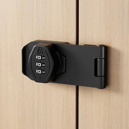 Cabinet Lock Keyless 3-Digit Password Combination Code Hasp Latch Lock Twist Knob Wooden Drawer Cupboard (Black, 3 inch) - color: Black, size: 3 Inch