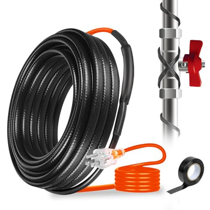 9FT Heating Cable for Metal and Plastic Home Pipes, Energy-efficient | Pipe Heat Tape for Water Pipes, Pipe Freeze Protection, Keeps Water Flowing at -40℉, 120V, 8W/FT - size: 9FT