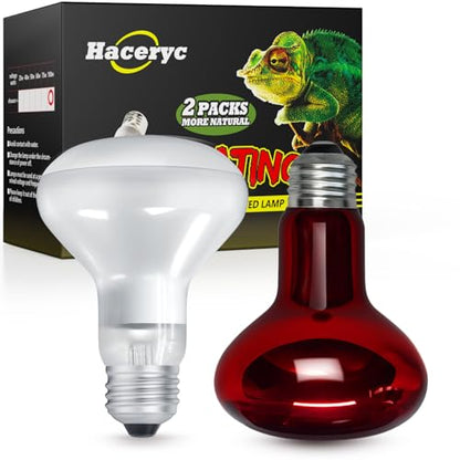 Reptile Heat Lamp, 2 Pack 75W Heat Lamp Bulbs for Reptiles, Amphibians Basking Heat Lamp Bulbs, UVA Daylight Basking Light for Reptiles, Bearded Dragon, Lizard, Turtle, Chicken