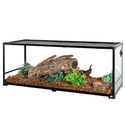 67 Gallon Reptile Tank, Glass Reptiles Terrarium 48" x 18" x 18", Sliding Door, Top Ventilation, Cable Pass, Humidify Hole, Large Reptile Cage Habitat for Bearded Dragon, Lizard, Snake, Gecko - size: 48" x 18" x 18"