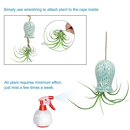 5 Pack Air Plant Holder Unique, Cute Octopus Air Plant Hanger Wall Planter, Ceramic Tillandsia Airplants Holders Hanging Wall Decor for Home Office (Small (2 x 3.2 in)) - size: Octopus-Small (2 x 3.2 in)