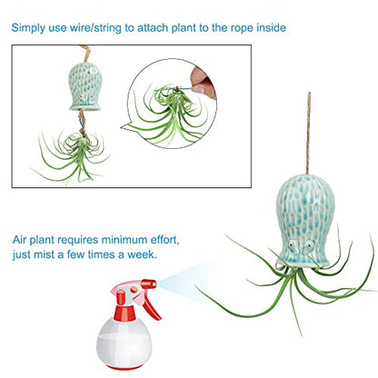 5 Pack Air Plant Holder Unique, Cute Octopus Air Plant Hanger Wall Planter, Ceramic Tillandsia Airplants Holders Hanging Wall Decor for Home Office (Small (2 x 3.2 in)) - size: Octopus-Small (2 x 3.2 in)