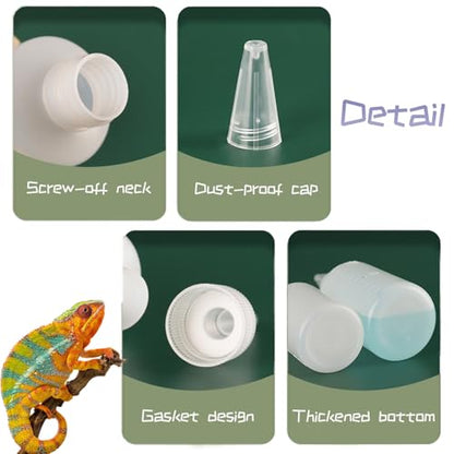 3 Pcs Crested Gecko Food and Water Feeding Bottle, Crested Gecko Feeding Ledge for Chameleon Lizard Turtles Crabs and Other Small Pet Enclosures - 3.4 Oz